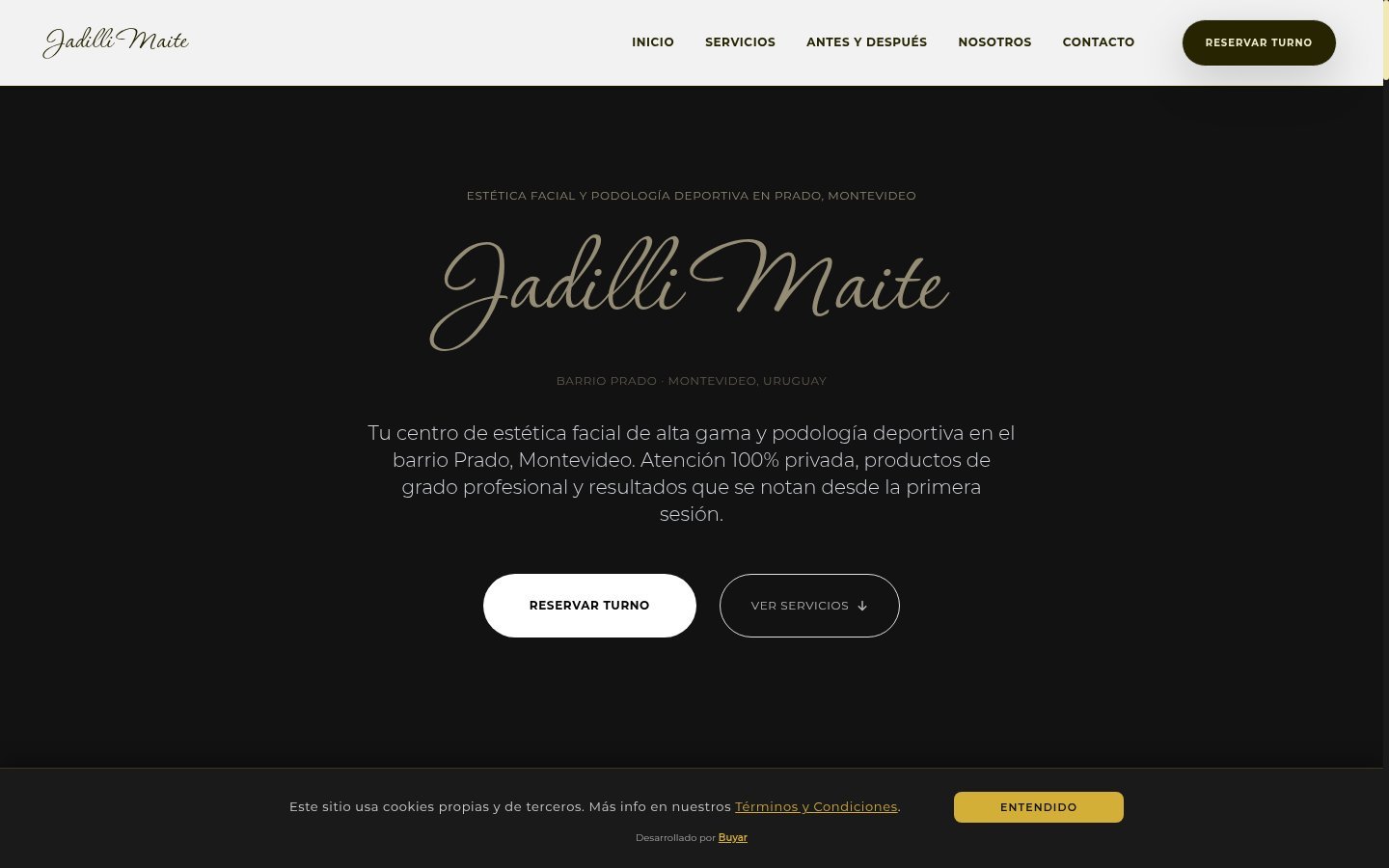 Captura del sitio de Jadilli Maite